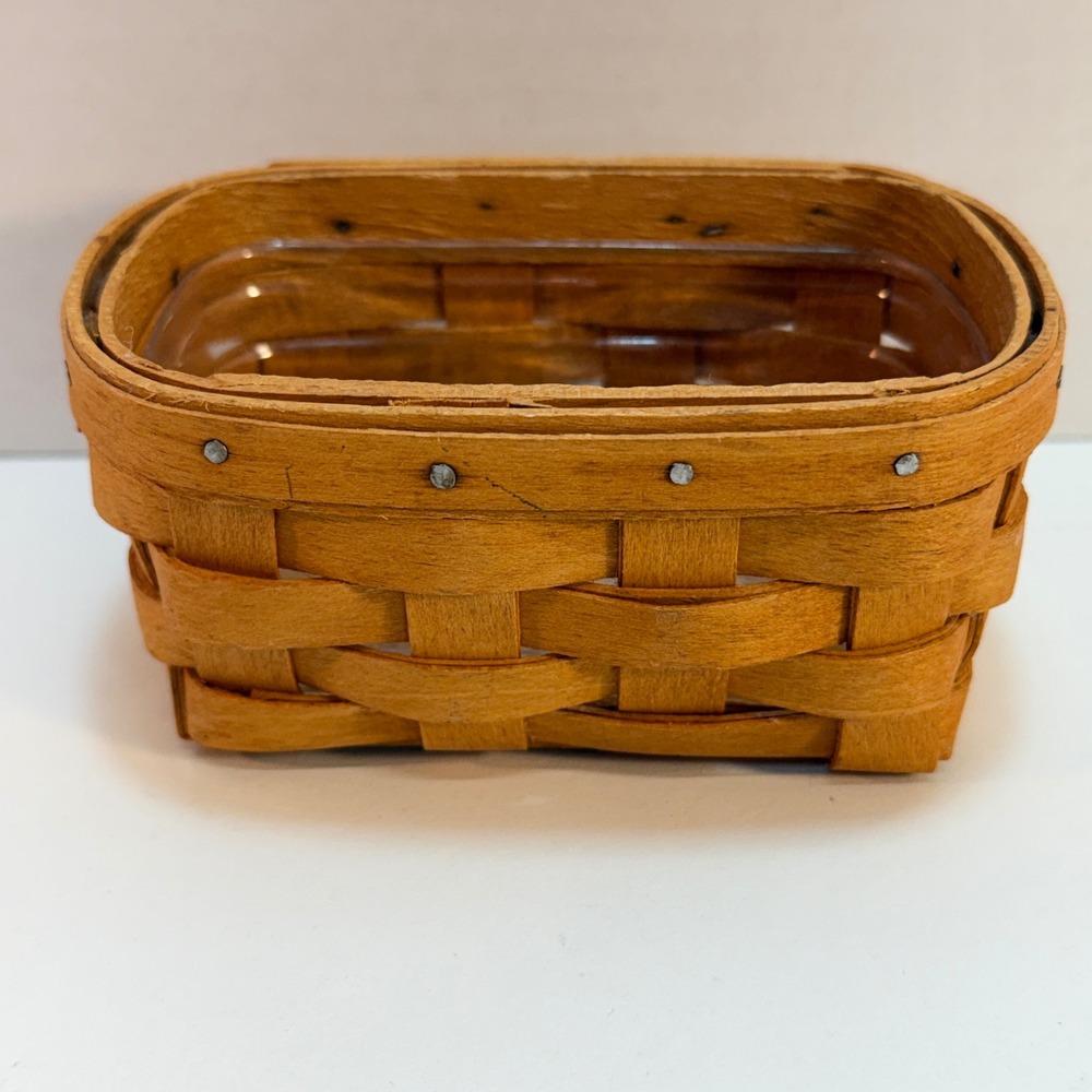 Longaberger Baskets Handwoven Business Basket Plastic Liner‎ 1997 Small Wood